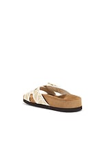 Valentino Garavani Fussfriend Slide in Naturale, Ivory, & Sigaro, view 3, click to view large image.