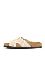 Valentino Garavani Fussfriend Slide in Naturale, Ivory, & Sigaro, view 5, click to view large image.