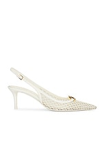Valentino Garavani V Logo Moon Sling Back Pump in Ivory, view 1, click to view large image.
