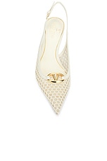 Valentino Garavani V Logo Moon Sling Back Pump in Ivory, view 4, click to view large image.