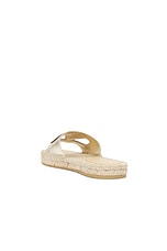 Valentino Garavani V Logo Cut Out Espadrille Slide in Platino & Antique Brass, view 3, click to view large image.