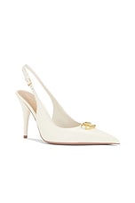 Valentino Garavani V Logo 100 The Bold Edition Pump Heel in Ivory, view 2, click to view large image.