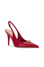 Valentino Garavani V Logo The Bold Edition Sling Back Pump in Rosso V, view 2, click to view large image.