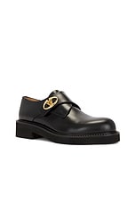 Valentino Garavani V Logo Locker Single Monk Shoe in Nero, view 2, click to view large image.