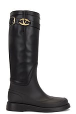 Valentino Garavani V Logo The Bold Edition Rainboot in Nero, view 1, click to view large image.