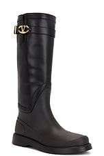 Valentino Garavani V Logo The Bold Edition Rainboot in Nero, view 2, click to view large image.