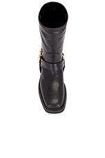 Valentino Garavani V Logo Signature Biker Boot in Nero, view 4, click to view large image.