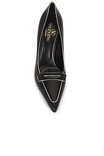 Valentino Garavani 2001 100 Loafer Pump Heel in Nero & Ivory, view 4, click to view large image.