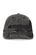 VETEMENTS Flame Logo Cap in Washed Black, view 1, click to view large image.