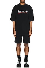 VETEMENTS Jersey Shorts in Black, view 6, click to view large image.