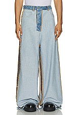 VETEMENTS Inside Out Big Shape Jeans in Blue, view 4, click to view large image.