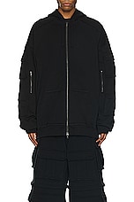 VETEMENTS Blackout Cargo Zip Up Hoodie in Black, view 4, click to view large image.