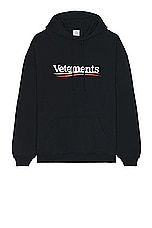 VETEMENTS Campaign Logo Hoodie in Black, view 1, click to view large image.
