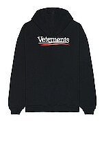 VETEMENTS Campaign Logo Hoodie in Black, view 2, click to view large image.