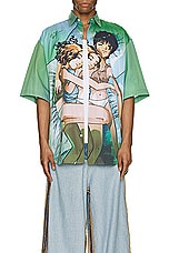 VETEMENTS Anime Short Sleeved Shirt in Green, view 4, click to view large image.