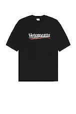 VETEMENTS Campaign Logo T-shirt in Black, view 1, click to view large image.