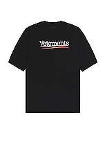 VETEMENTS Campaign Logo T-shirt in Black, view 2, click to view large image.