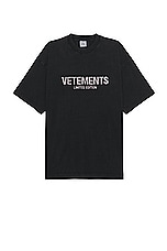 VETEMENTS Crystal Limited Edition T-shirt in Washed Black, view 1, click to view large image.
