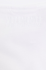 VETEMENTS Limited Edition Logo T-Shirt in White, view 3, click to view large image.