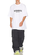 VETEMENTS Limited Edition Logo T-Shirt in White, view 5, click to view large image.