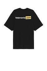 VETEMENTS XXX Logo T-Shirt in Black, view 1, click to view large image.