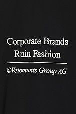 VETEMENTS Corporate Brands T-Shirt in Black, view 3, click to view large image.