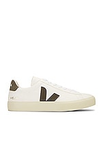 Veja Campo Sneakers in Extra White & Kaki, view 1, click to view large image.
