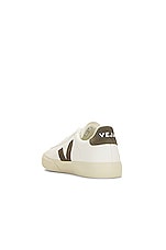 Veja Campo Sneakers in Extra White & Kaki, view 3, click to view large image.