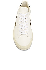 Veja Campo Sneakers in Extra White & Kaki, view 4, click to view large image.