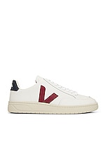 Veja V-12 Sneaker in Extra White & Marsala Nautico, view 1, click to view large image.