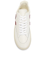 Veja V-12 Sneaker in Extra White & Marsala Nautico, view 4, click to view large image.