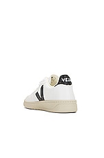 Veja V-10 Sneakers in White & Black, view 3, click to view large image.