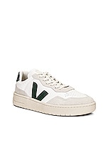 Veja V-90 Sneaker in Extra White & Cyprus, view 2, click to view large image.