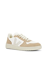 Veja V-10 Sneaker in Extra White, Natural & Sahara, view 2, click to view large image.