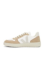 Veja V-10 Sneaker in Extra White, Natural & Sahara, view 5, click to view large image.