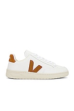 Veja V-12 Sneaker in Extra White & Camel, view 1, click to view large image.