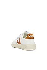 Veja V-12 Sneaker in Extra White & Camel, view 3, click to view large image.