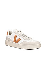 Veja V-90 Sneaker in Extra White & Umber, view 2, click to view large image.