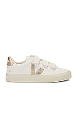 Veja Chromefree Leather Sneaker in Extra White & Platine, view 1, click to view large image.