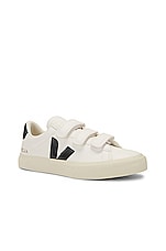 Veja Chromefree Leather Sneaker in Extra White & Black, view 2, click to view large image.