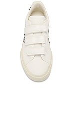 Veja Chromefree Leather Sneaker in Extra White & Black, view 4, click to view large image.