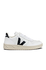 Veja V-10 Sneaker in Extra White & Black, view 1, click to view large image.