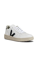 Veja V-10 Sneaker in Extra White & Black, view 2, click to view large image.