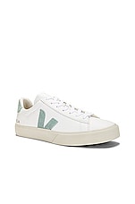 Veja Campo Sneaker in Extra White & Matcha, view 2, click to view large image.