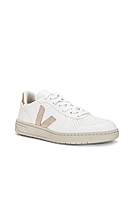Veja V-10 Sneaker in Extra White & Platine, view 2, click to view large image.