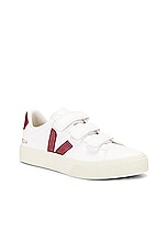 Veja Recife Sneaker in Extra White & Marsala, view 2, click to view large image.