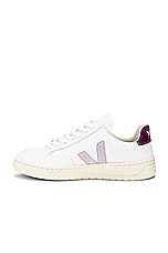 Veja V-12 Sneaker in Extra White & Parme Magenta, view 5, click to view large image.