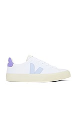 Veja Campo Canvas Sneaker in White Swam Lavander, view 1, click to view large image.