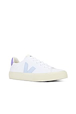Veja Campo Canvas Sneaker in White Swam Lavander, view 2, click to view large image.