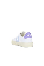 Veja Campo Canvas Sneaker in White Swam Lavander, view 3, click to view large image.
